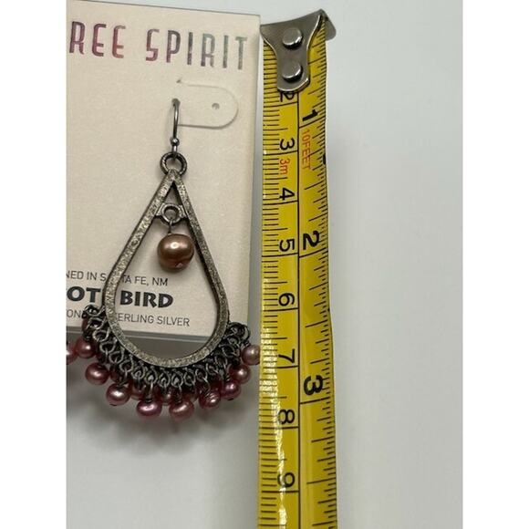 NWT Peyote Bird Pearl Teardrop Chandelier Earrings Genuine Stone Sterling Silver - Picture 5 of 5